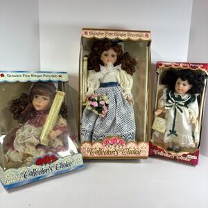 Collector's Choice Genuine Fine‎ Bisque Porcelain Doll Lot Of 3 in Box